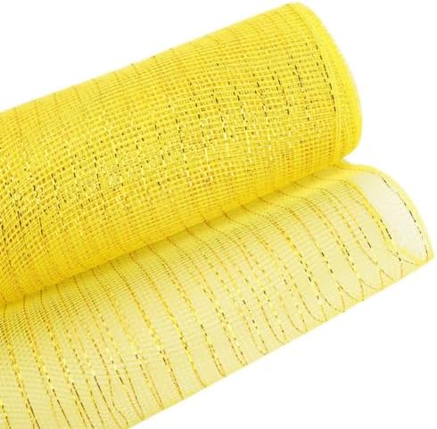 3 Rolls Yellow Deco Mesh Ribbon for Easter Wreath Making Supplies in Yellow, alternate view 5