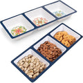 3-Section Divided Serving Trays, Talavera 14.75”x 6” Unbreakable Melamine Serving Platter for Serving Food, 3
