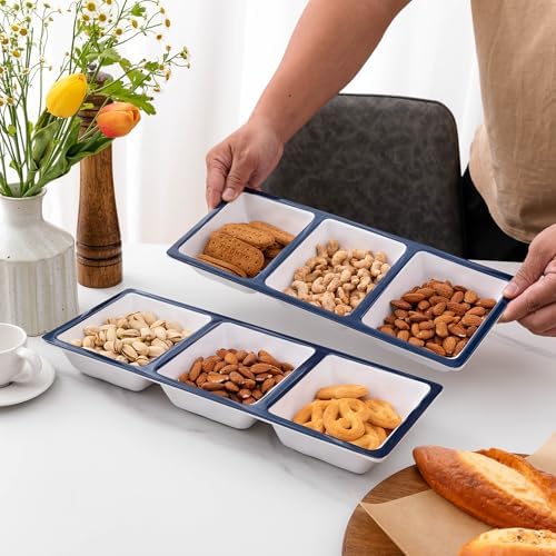 3-Section Divided Serving Trays, Talavera 14.75”x 6” Unbreakable Melamine Serving Platter for Serving Food, 3, alternate view