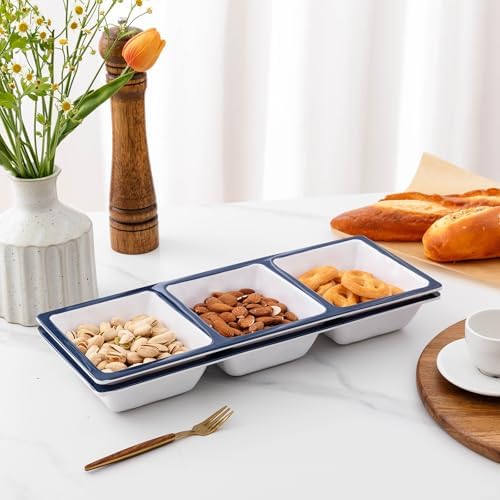 3-Section Divided Serving Trays, Talavera 14.75”x 6” Unbreakable Melamine Serving Platter for Serving Food, 3, alternate view