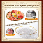 3 Set 11.8" Chilled Serving Tray Compartments for Parties, Gold in Gold, alternate view 5