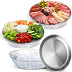 3 Set 11.8" Chilled Serving Tray Compartments for Parties, Natural in Natural