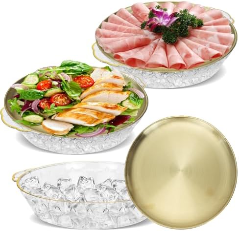 3 Set 11.8" Chilled Serving Tray with Compartments in Clear