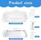 3 Set 16 x 9'' Chilled Serving Tray for Parties with Tong Scoop, Silver Cold Serving Trays with Compartment, alternate view 3