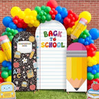 3 Set Back to School Arch Backdrop Covers 4ft 5ft 6ft in 4 ft, 5 ft, 6 ft in Multicolor
