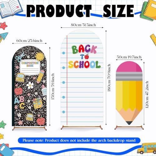 3 Set Back to School Arch Backdrop Covers 4ft 5ft 6ft in 4 ft, 5 ft, 6 ft in Multicolor, alternate view 2
