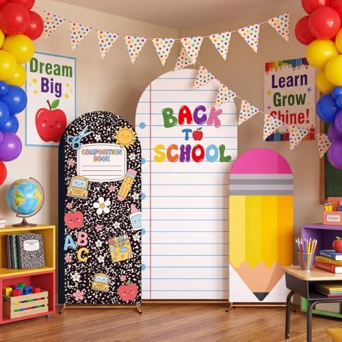 3 Set Back to School Arch Backdrop Covers 4ft 5ft 6ft in 4 ft, 5 ft, 6 ft in Multicolor, alternate view 3