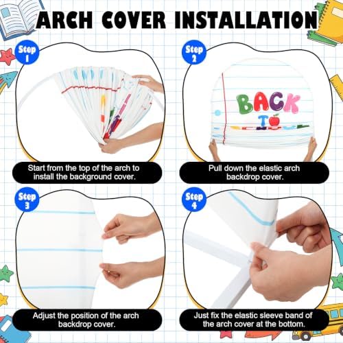 3 Set Back to School Arch Backdrop Covers 4ft 5ft 6ft in 4 ft, 5 ft, 6 ft in Multicolor, alternate view 4