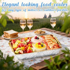 3 Set Chilled Serving Trays for Parties Gold 16 x 9'' Large Cold Serving Tray with Tong Scoop for Vegetable, alternate view 6