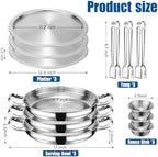 3-Set Chilled Serving Trays, Shrimp Cocktail Serving Dish with Ice Trays in Silver, alternate view 3
