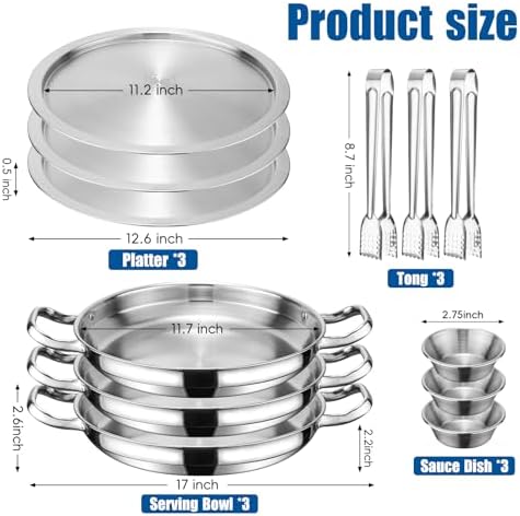 3-Set Chilled Serving Trays, Shrimp Cocktail Serving Dish with Ice Trays in Silver, alternate view 3