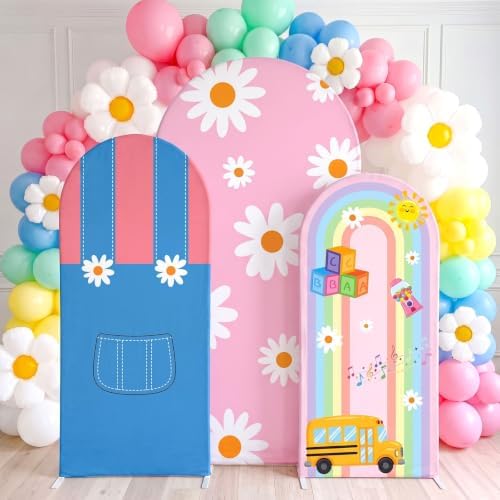 3 Set English Teacher Arch Covers for Birthday Cartoon Party in 4ft 5ft 6ft in multicolor
