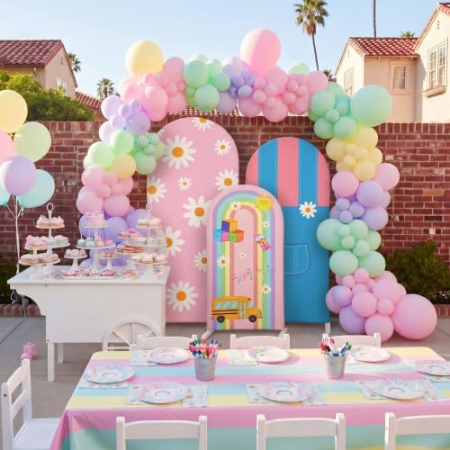 3 Set English Teacher Arch Covers for Birthday Cartoon Party in 4ft 5ft 6ft in multicolor, alternate view 6