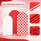 3 Set Red Checkered Arch Cover Arch Backdrop Cover in Red, alternate view 3