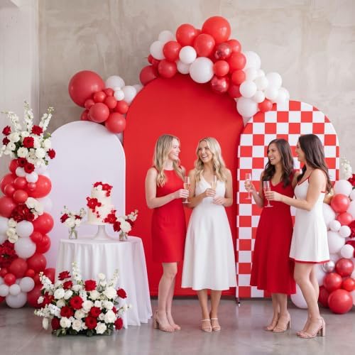 3 Set Red Checkered Arch Cover Arch Backdrop Cover in Red, alternate view 5