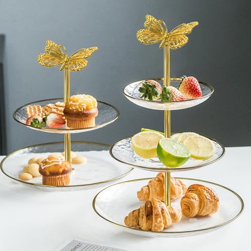 3 Sets 13.5” 3-Tier Cupcake Golden Stand Hardware Fittings, Metal Mold Butterfly Holder DIY Making for Fruit, alternate view