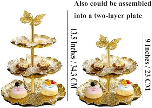 3 Sets 13.5” 3-Tier Cupcake Golden Stand Hardware Fittings, Metal Mold Butterfly Holder DIY Making for Fruit, alternate view