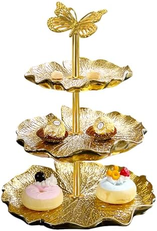 3 Sets 13.5” 3-Tier Cupcake Golden Stand Hardware Fittings, Metal Mold Butterfly Holder DIY Making for Fruit, alternate view