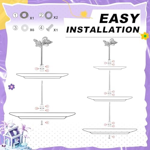 3 Sets 3-Tier Cupcake Stand Hardware Fittings, Zinc Alloy Cake Plate Stands Handle Fittings, Metal Cake Stand, alternate view