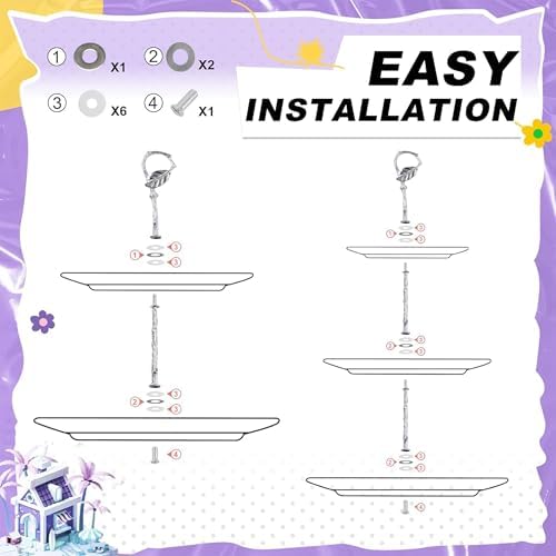 3 Sets 3 Tier Cupcake Stand Hardware Handles, Zinc Alloy Cake Plate Stands Handle Fittings, Vintage Tray Stand, alternate