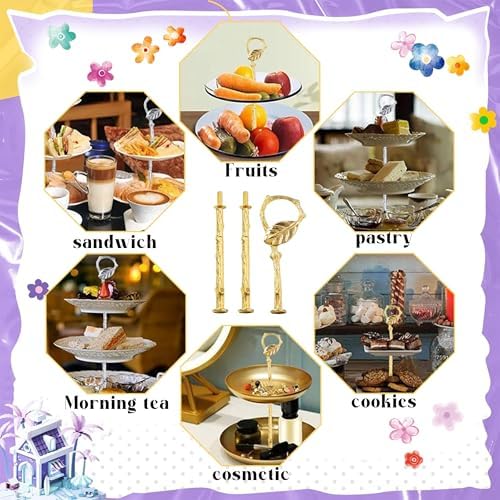 3 Sets 3 Tier Cupcake Stand Hardware Handles, Zinc Alloy Cake Plate Stands Handle Fittings, Vintage Tray Stand, alternate