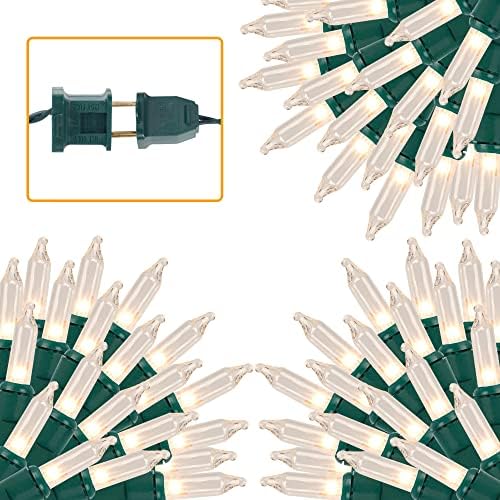 3 Sets Christmas Lights, 150 Count 33 FT Each Mini String Lights, Clear Green Wire Fairy Light, 120V UL