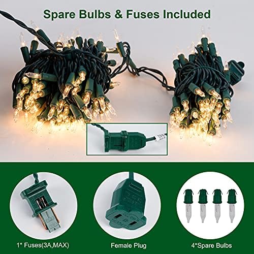 3 Sets Christmas Lights, 150 Count 33 FT Each Mini String Lights, Clear Green Wire Fairy Light, 120V UL, alternate view 6
