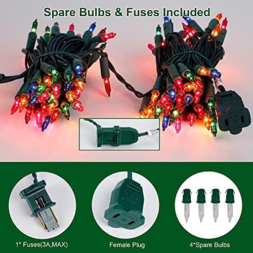 3 Sets Christmas Lights, 150 Count 33 FT Each Mini String Lights, Green Wire Fairy Lights, 120V UL Certified, alternate view