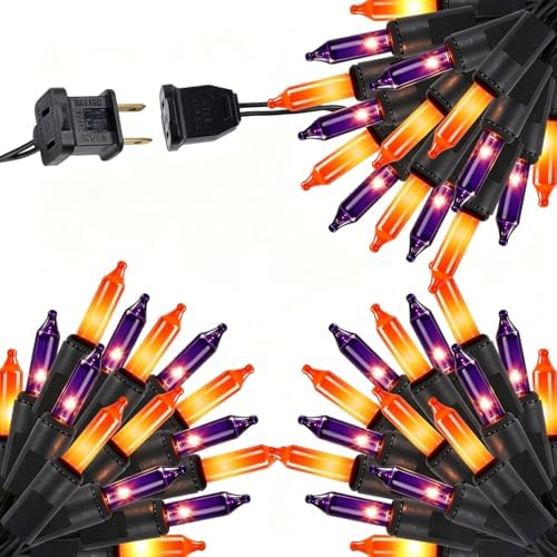 3 Sets Halloween Lights, 29ft 150 Count Black Wire Fairy Mini Lights, 120V UL Certified Incandescent Light