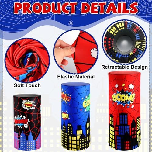 3 Sets Spandex Cylinder Stand Covers Cake Pedestal Cover Dessert Table Gift Display Round Cylinder Stand Covers, alternate