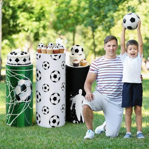 3 Sets Spandex Cylinder Stand Covers Cake Pedestal Cover Dessert Table Gift Display Round Cylinder Stand Covers, alternate