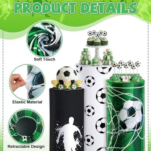 3 Sets Spandex Cylinder Stand Covers Cake Pedestal Cover Dessert Table Gift Display Round Cylinder Stand Covers, alternate