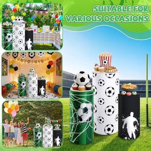 3 Sets Spandex Cylinder Stand Covers Cake Pedestal Cover Dessert Table Gift Display Round Cylinder Stand Covers, alternate