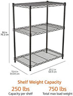 3-Shelf Adjustable Heavy Duty Steel Wire Rack Storage Shelving Organizer with Storage Space, Versatility and, alternate view