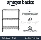 3-Shelf Adjustable Heavy Duty Steel Wire Rack Storage Shelving Organizer with Storage Space, Versatility and, alternate view