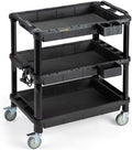 3-Shelf Rolling Utility Cart with Power Strip, 32.4 x 18.3 in