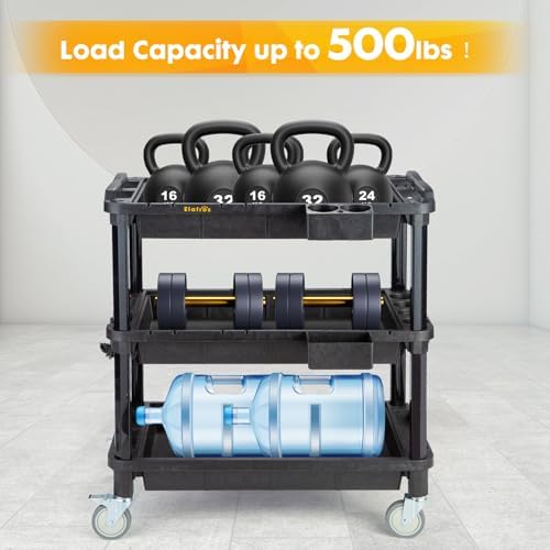 3-Shelf Rolling Utility Cart with Power Strip, 32.4 x 18.3 in, alternate view 6