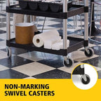 3-Shelf Service Push Cart, 200lb, Black in Black, alternate view 4