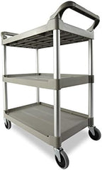 3-Shelf Service Push Cart, 200lb, Platinum