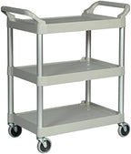 3-Shelf Service Push Cart, 200lb, Platinum, alternate view 3