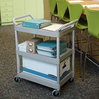 3-Shelf Service Push Cart, 200lb, Platinum, alternate view 4