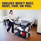 3-Shelf Service Push Cart, 300lb, Black in Black, alternate view 3