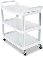 3-Shelf Service Push Cart, 300lb, White in White