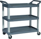 3-Shelf Service Push Cart, 300lb, White in White, alternate view 2