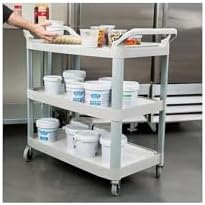3-Shelf Service Push Cart, 300lb, White in White, alternate view 3