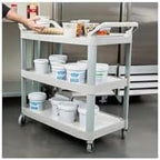 3-Shelf Service Push Cart, 300lb, White in White, alternate view 3