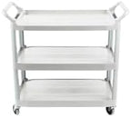 3-Shelf Service Push Cart, 300lb, White in White, alternate view 4
