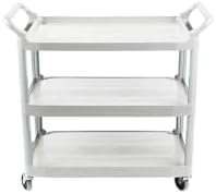 3-Shelf Service Push Cart, 300lb, White in White, alternate view 4