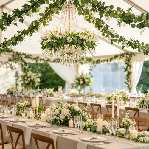 3 Strands Artificial Ivy Vines, Fake Ivy with Eucalyptus Garland, alternate view 2