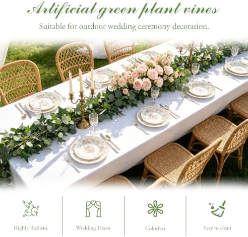 3 Strands Artificial Ivy Vines, Fake Ivy with Eucalyptus Garland, alternate view 4